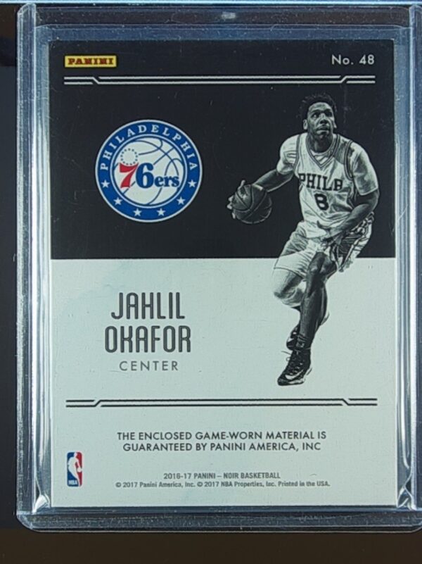 2016-17 Panini Noir Jahlil Okafor /99 JSY #48 76ers Jumbo Materials - Image 3