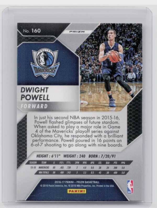 2016-17 Panini Prizm Dwight Powell Starburst Prizms #160 Mavericks - Image 3
