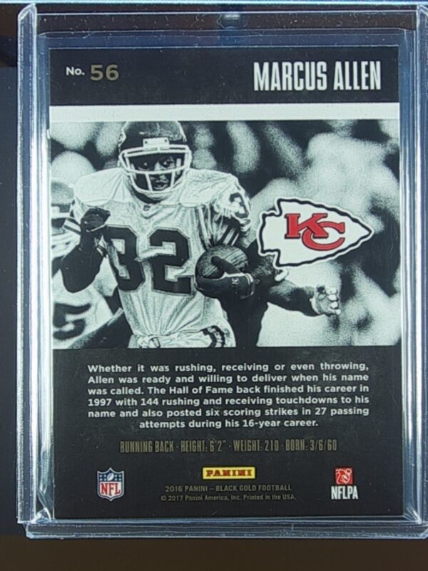 2016 Black Gold Marcus Allen /225 #56 Chiefs - Image 3