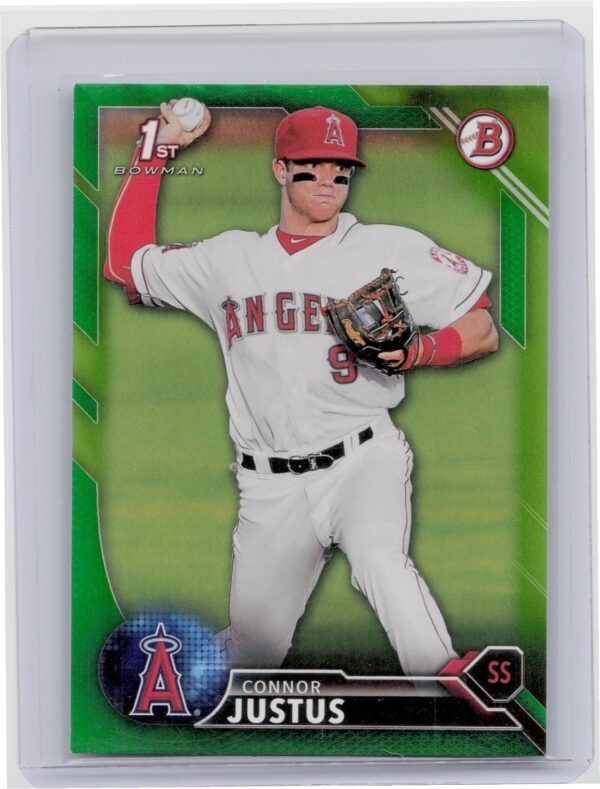 2016 Bowman Draft Connor Justus Green Border SN99 #BD-61 Angels