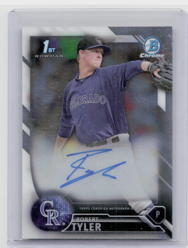 2016 Bowman Draft Robert Tyler AU #CDA-RT Rockies Chrome Draft Pick Autographs