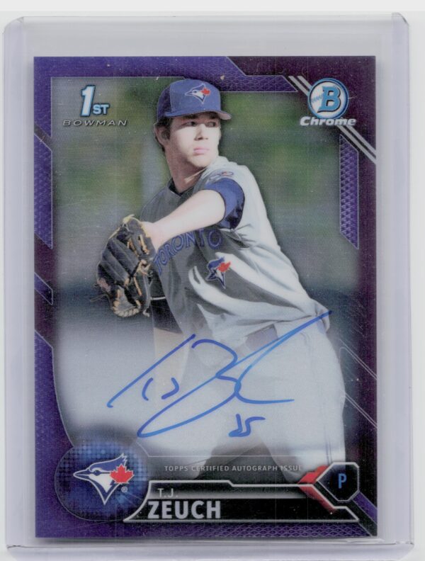 2016 Bowman Draft T.J. Zeuch AU SN250 #CDA-TZ Jays Chrome Draft Pick Autographs