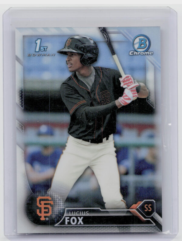 2016 Bowman Lucius Fox SN499 #BCP13 Giants Chrome Prospects Refractor