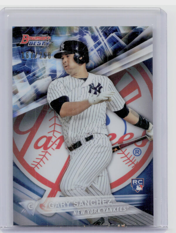 2016 Bowman's Best Gary Sanchez Blue Refractor SN250 #3 Yankees