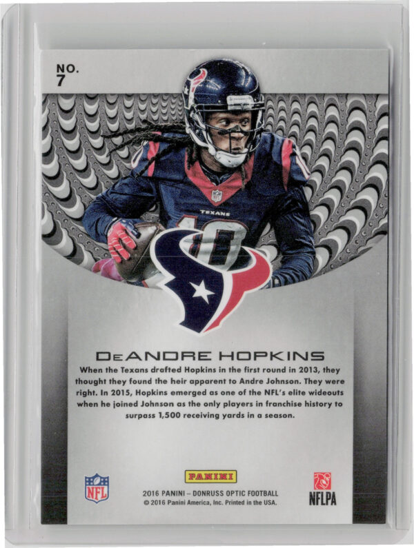 2016 Donruss Optic DeAndre Hopkins #7 Texans Prototypes - Image 3