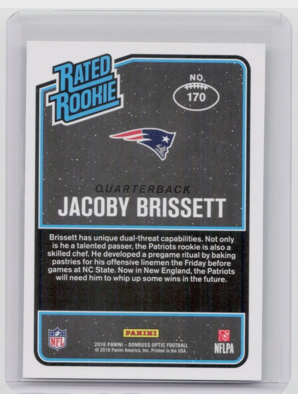 2016 Donruss Optic Jacoby Brissett RC #170 Patriots - Image 3