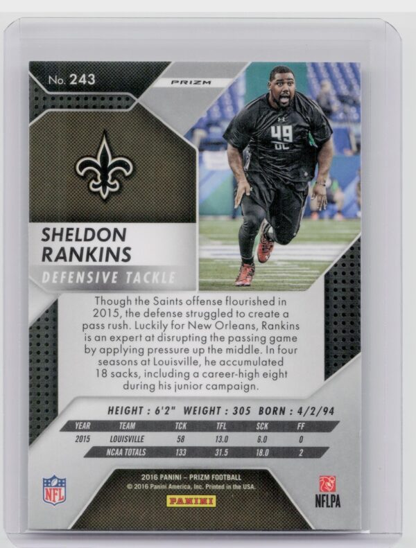 2016 Panini Prizm Sheldon Rankins Prizm #243 Saints - Image 3
