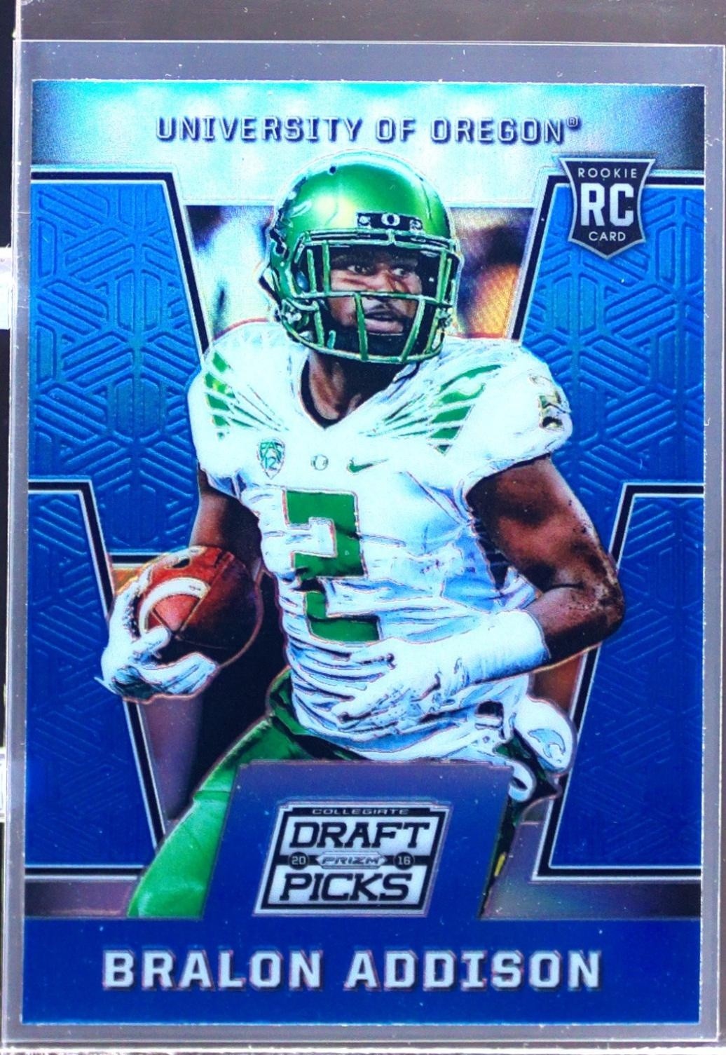2016 Prizm Collegiate Draft Picks Bralon Addison Prizms Blue RC #134 Ducks
