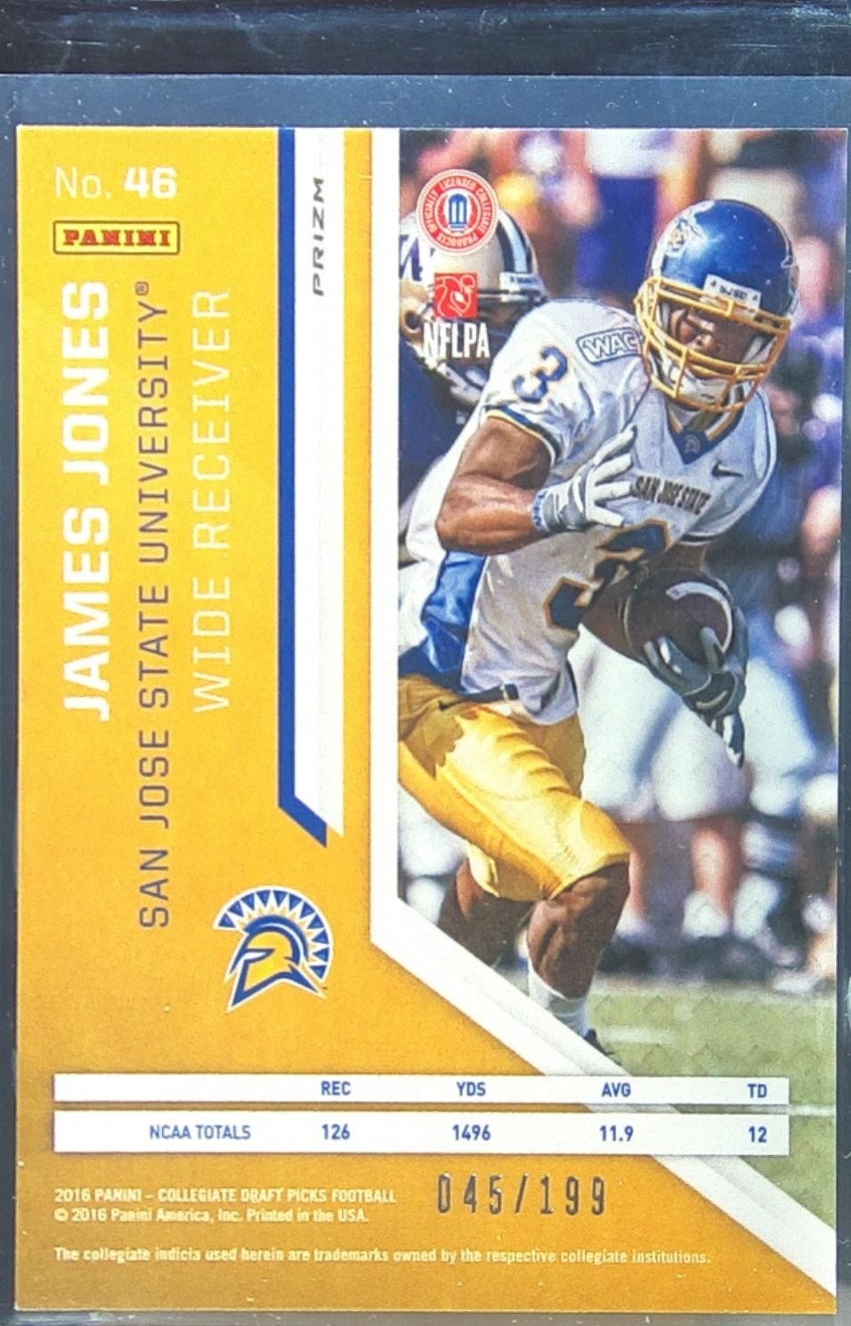 2016 Prizm Collegiate Draft Picks James Jones Prizms Camo /199 #46 Spartans - Image 3