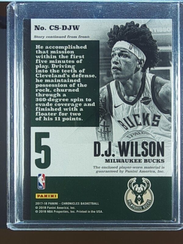 2017-18 Chronicles D.J. Wilson /199 JSY #CS-DJW Bucks - Image 3