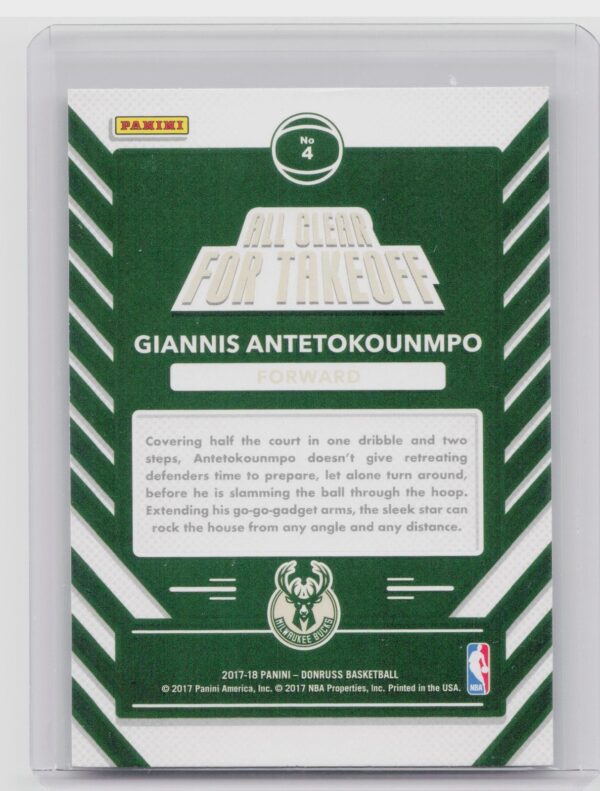 2017-18 Donruss Giannis Antetokounmpo #4 Bucks All Clear for Takeoff - Image 3