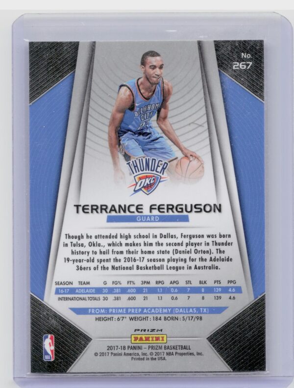 2017-18 Prizm Terrance Ferguson Prizms Red White and Blue #267 Thunder - Image 3