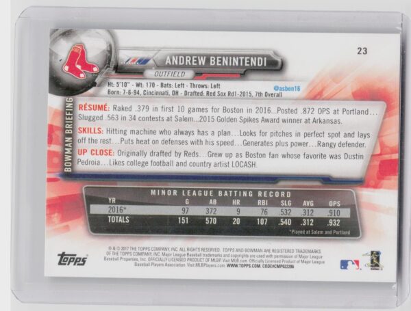 2017 Bowman Andrew Benintendi RC #23 Sox - Image 3