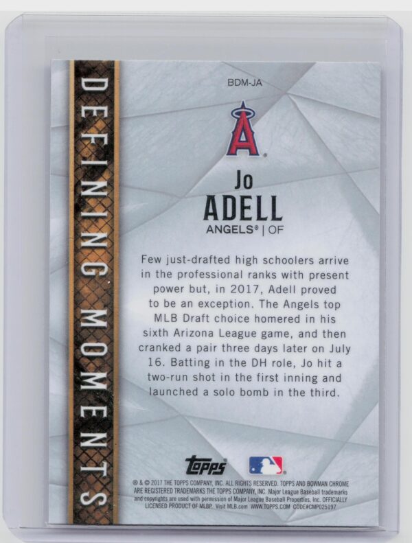 2017 Bowman Draft Jo Adell #BDM-JA Angels Bowman Defining Moments - Image 3