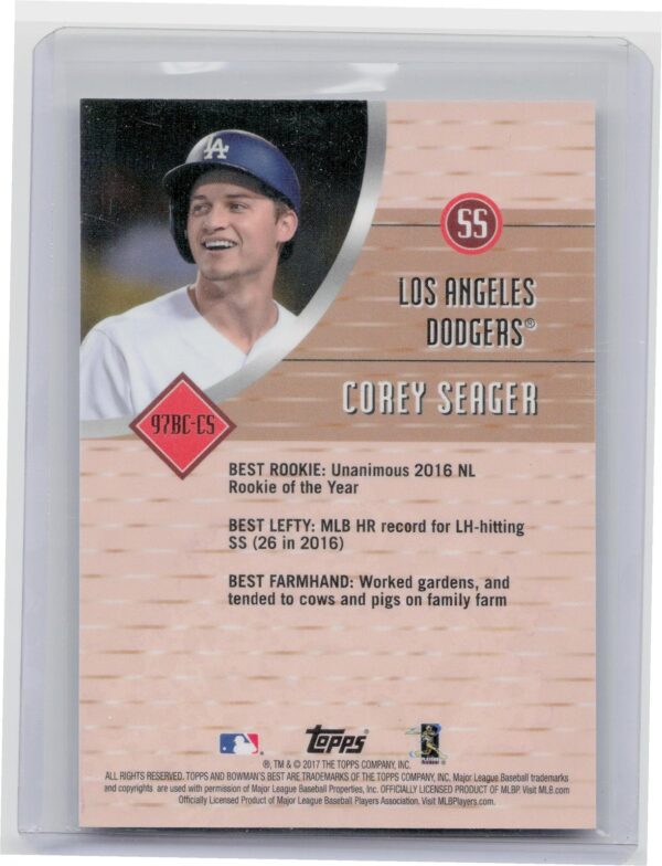 2017 Bowman's Best Corey Seager #97BC-CS Dodgers 1997 Best Cuts Atomic Refractor - Image 3