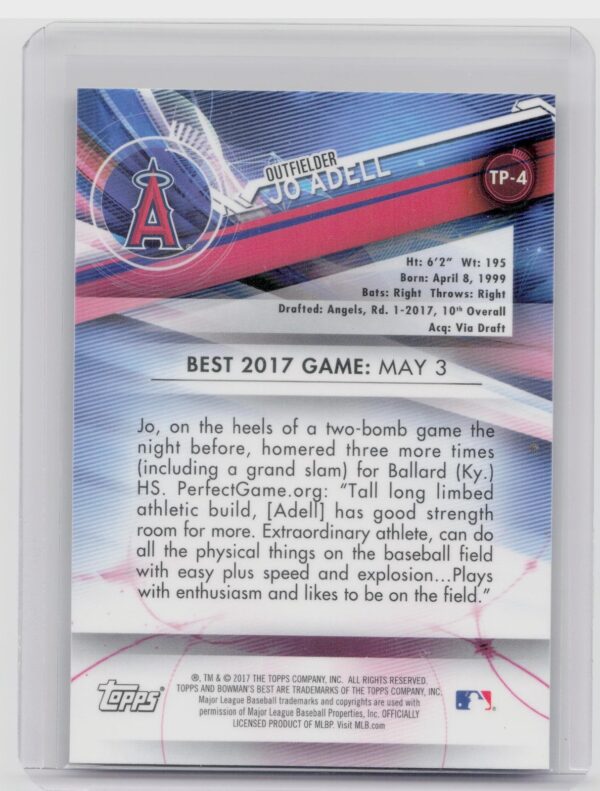 2017 Bowman's Best Jo Adell #TP-4 Angels Top Prospects - Image 3