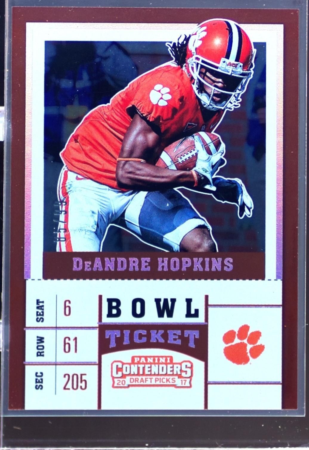 2017 Contenders Draft Picks DeAndre Hopkins Bowl Ticket /99 #25 Tigers