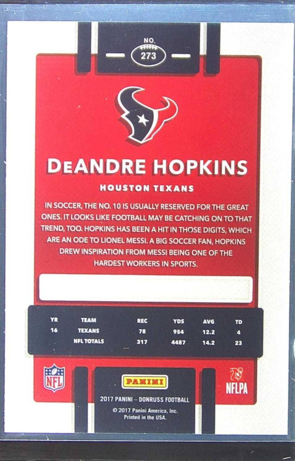 2017 Donruss DeAndre Hopkins Press Proof Bronze #273 Texans - Image 3
