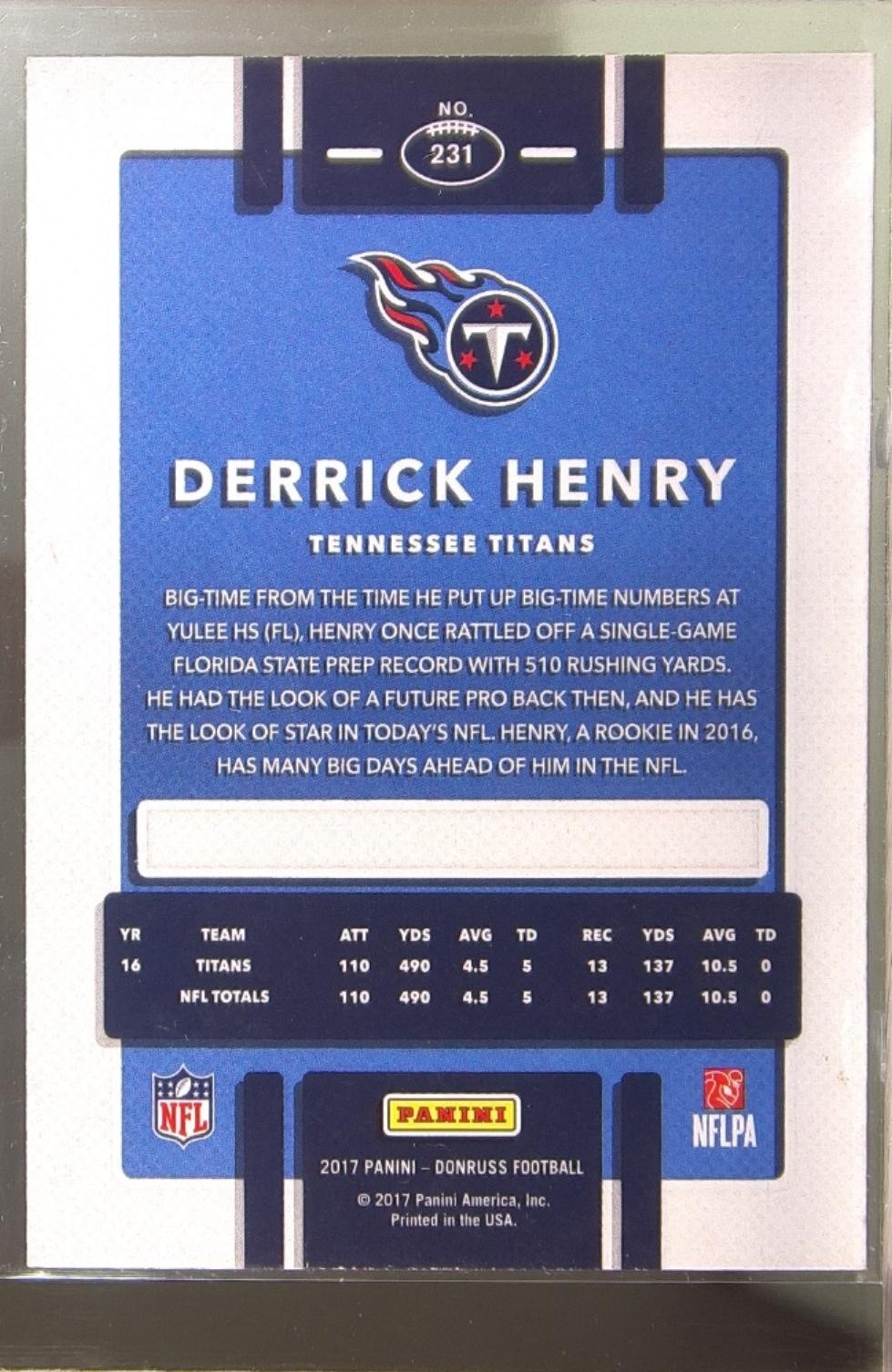 2017 Donruss Derrick Henry #231 Titans - Image 3