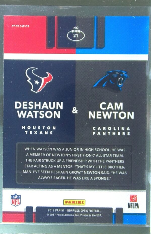 2017 Donruss Optic Cam Newton / Deshaun Watson #21 Texans Illusions - Image 3