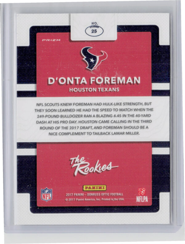 2017 Donruss Optic D'Onta Foreman #25 Texans The Rookies - Image 3