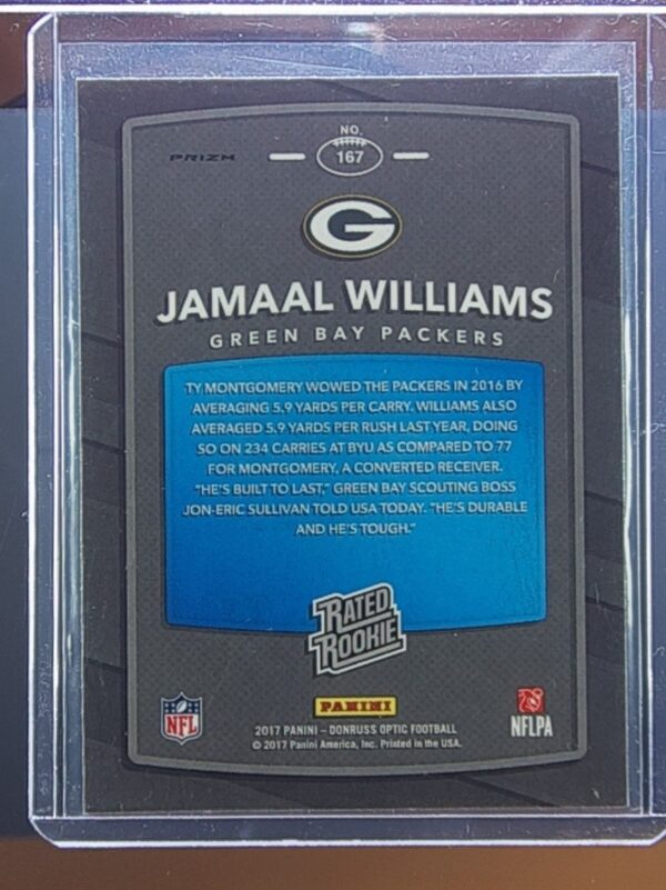 2017 Donruss Optic Jamaal Williams Red and Yellow #167 Packers - Image 3