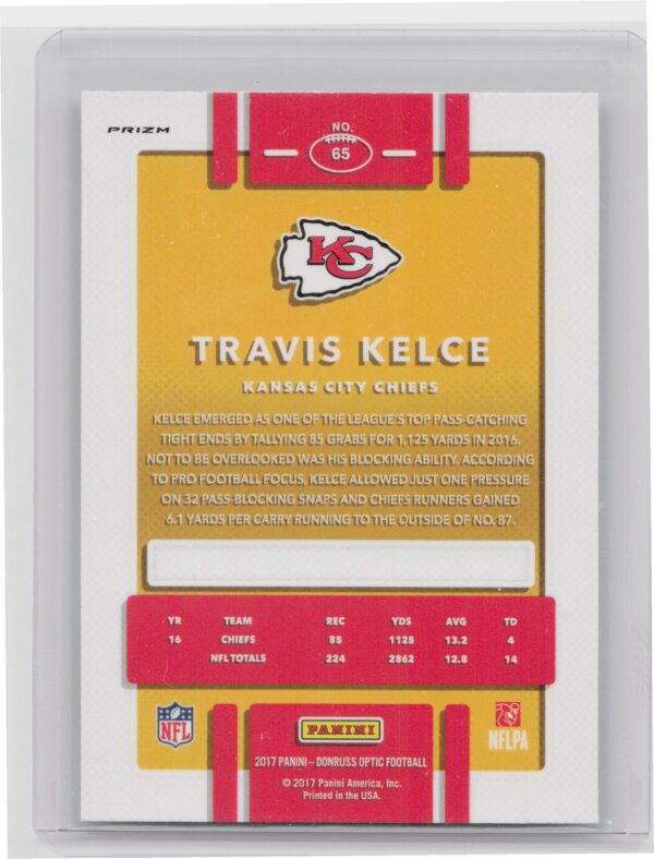 2017 Donruss Optic Travis Kelce Holo #65 Chiefs - Image 3