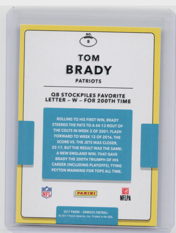 2017 Donruss Tom Brady #9 Patriots Highlights - Image 3