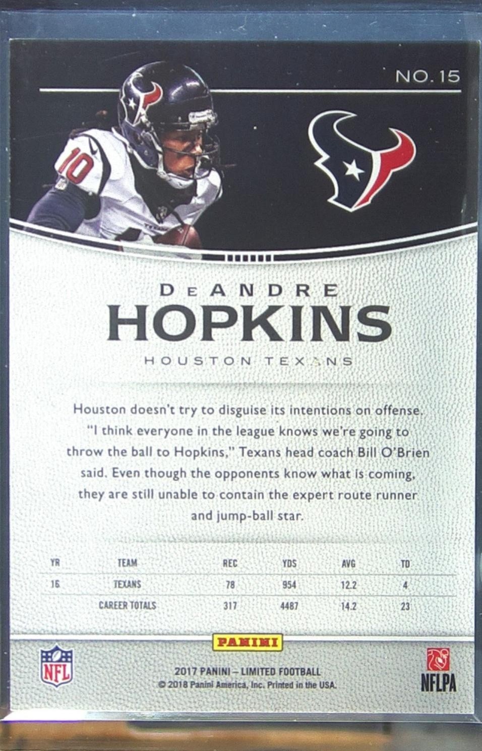 2017 Limited DeAndre Hopkins #15 Texans - Image 3