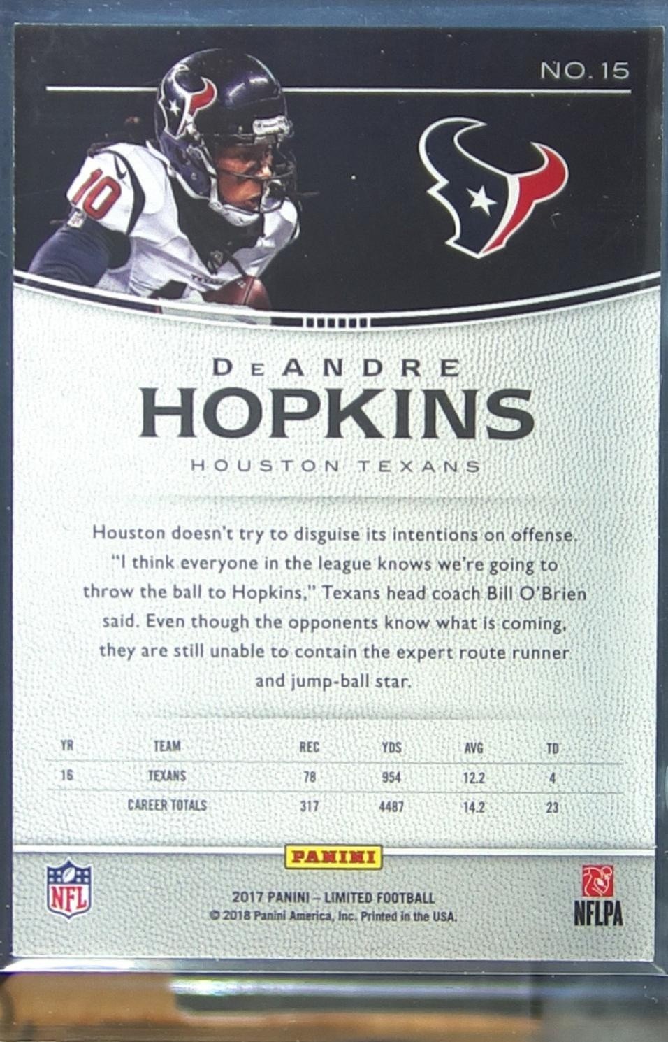 2017 Limited DeAndre Hopkins Ruby Spotlight /25 #15 Texans - Image 3
