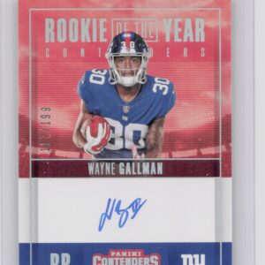 2017 Panini Contenders Wayne Gallman AU SN199 #RY-WG Giants Rookie of the Year
