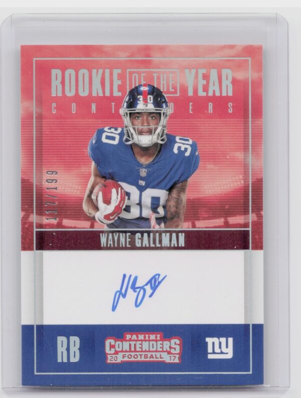 2017 Panini Contenders Wayne Gallman AU SN199 #RY-WG Giants Rookie of the Year