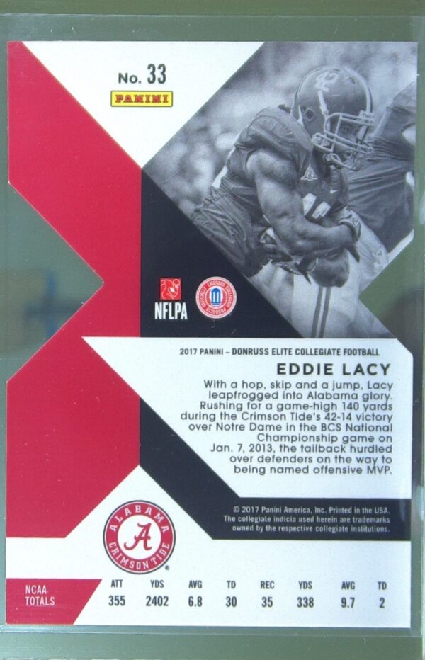 2017 Panini Elite Draft Picks Eddie Lacy Red Die Cut /49 RC #33 Tide - Image 3