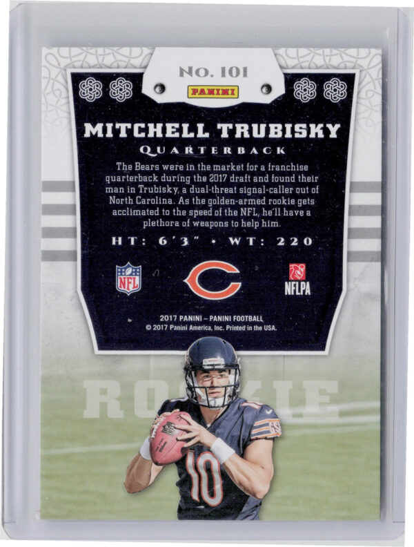 2017 Panini Mitchell Trubisky RC #101 Bears - Image 3