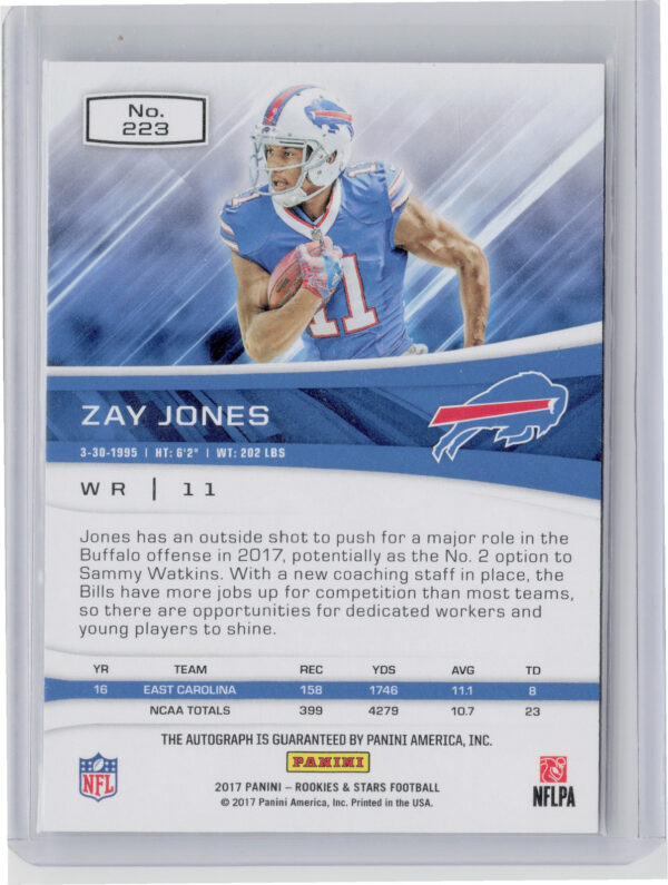 2017 Panini Rookies & Stars Zay Jones #223 Bills Rookies Longevity Signatures - Image 3