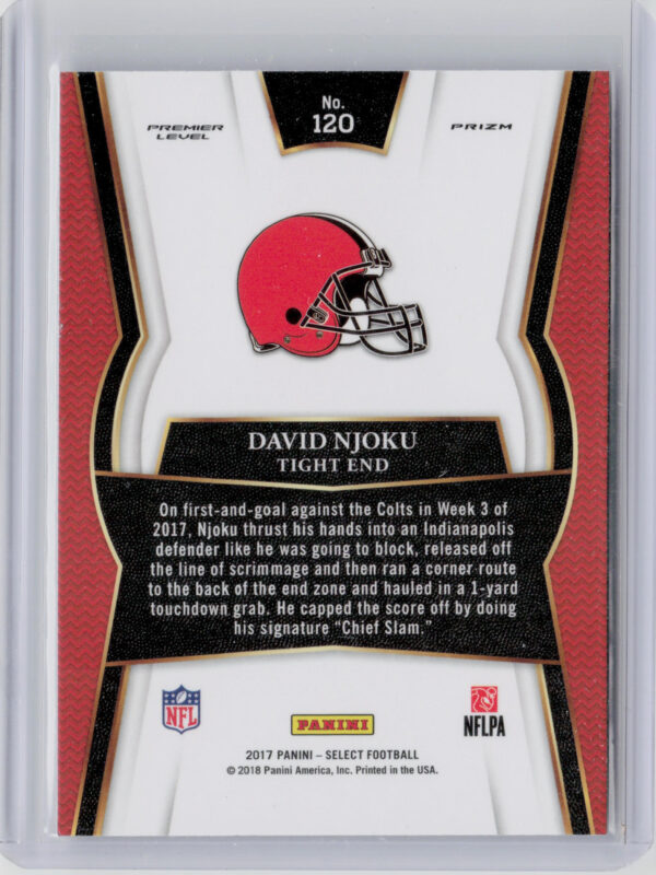 2017 Panini Select David Njoku Silver #120 Browns - Image 3