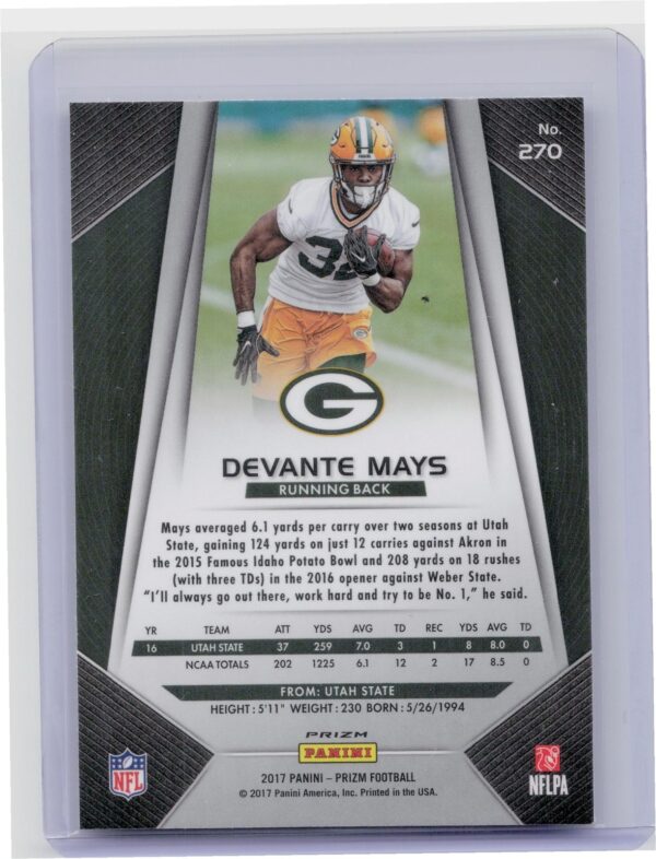 2017 Prizm Devante Mays Prizm #270 Packers - Image 3