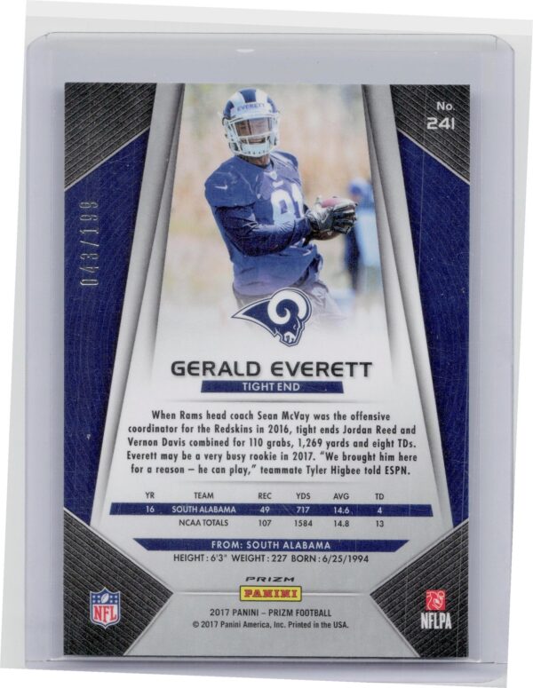 2017 Prizm Gerald Everett Prizm Light Blue /199 #241 Rams - Image 3