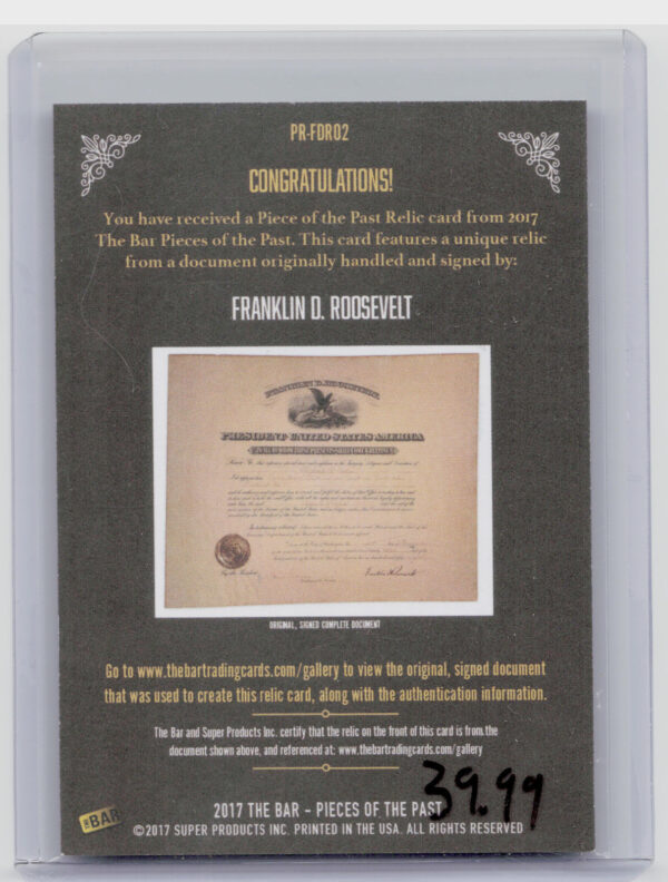 2017 The Bar Pieces of the Past Franklin D. Roosevelt - Image 3