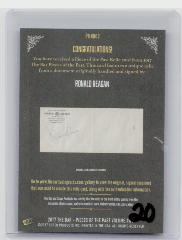 2017 The Bar Pieces of the Past Volume Two:  Ronald Reagan PR-RR02 - Image 3
