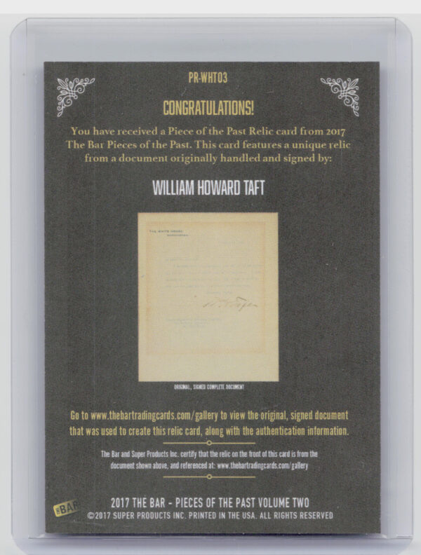 2017 The Bar Pieces of the Past Volume Two: William Howard Taft PR-WHT03 - Image 3