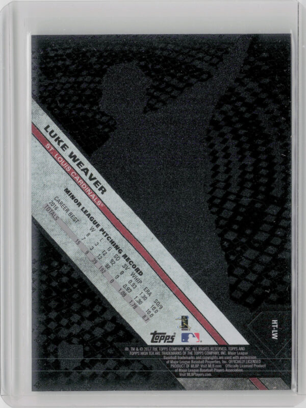 2017 Topps High Tek Luke Weaver Blackout #HT-LW Cardinals - Image 3