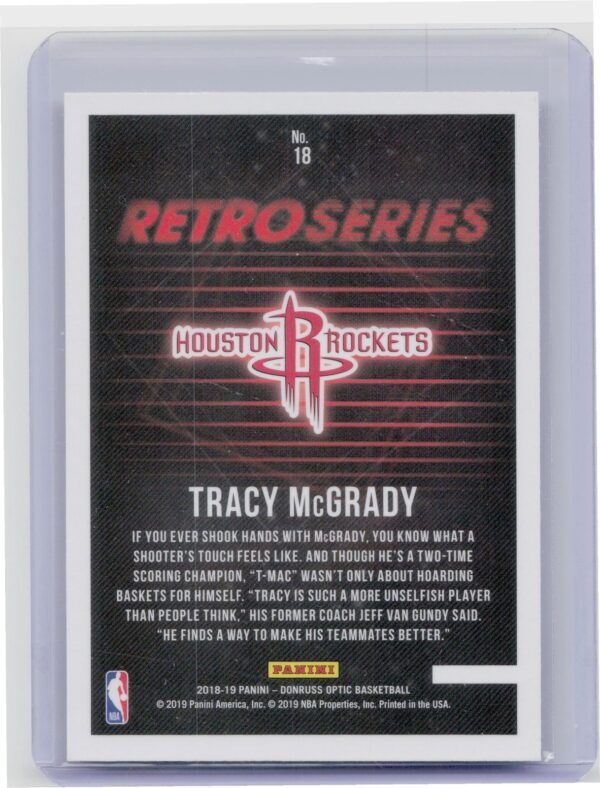 2018-19 Donruss Optic Tracy McGrady #18 Rockets Retro Series - Image 3