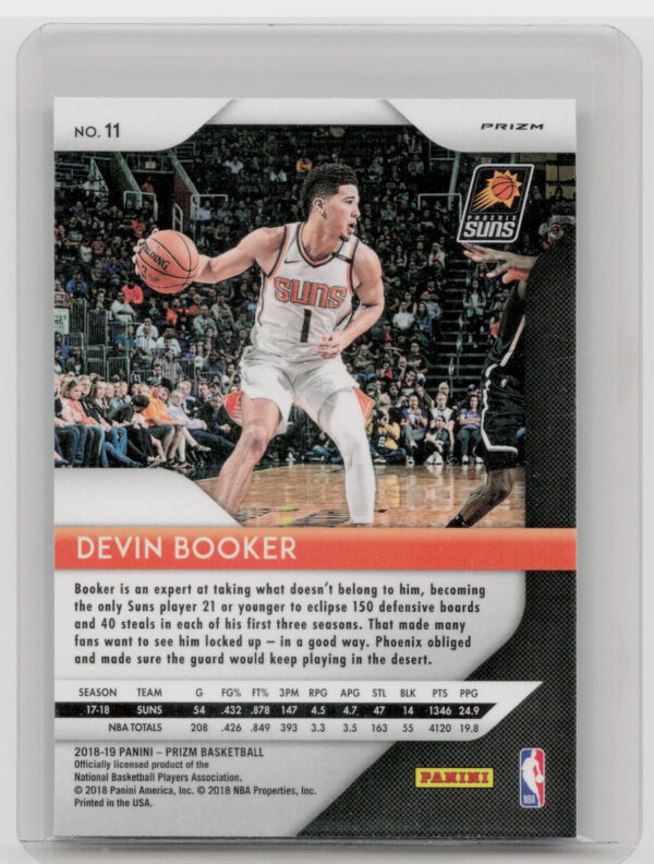 2018-19 Panini Prizm Devin Booker Prizms Silver #11 Suns - Image 3