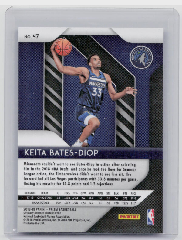 2018-19 Panini Prizm Keita Bates-Diop RC #47 Timberwolves - Image 3