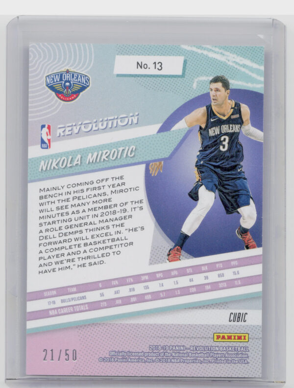 2018-19 Panini Revolution Nikola Mirotic Cubic SN50 #13 Pelicans - Image 3