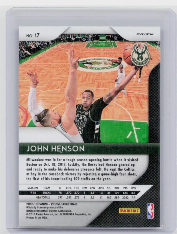 2018-19 Prizm John Henson Prizms Ruby Wave #17 Bucks - Image 3