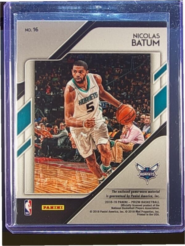 2018-19 Prizm Nicolas Batum JSY #16 Hornets Sensational Swatches - Image 3