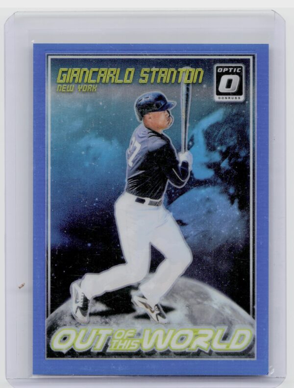 2018 Donruss Optic Giancarlo Stanton SN149 #OW6 Yankees Out of This World Blue