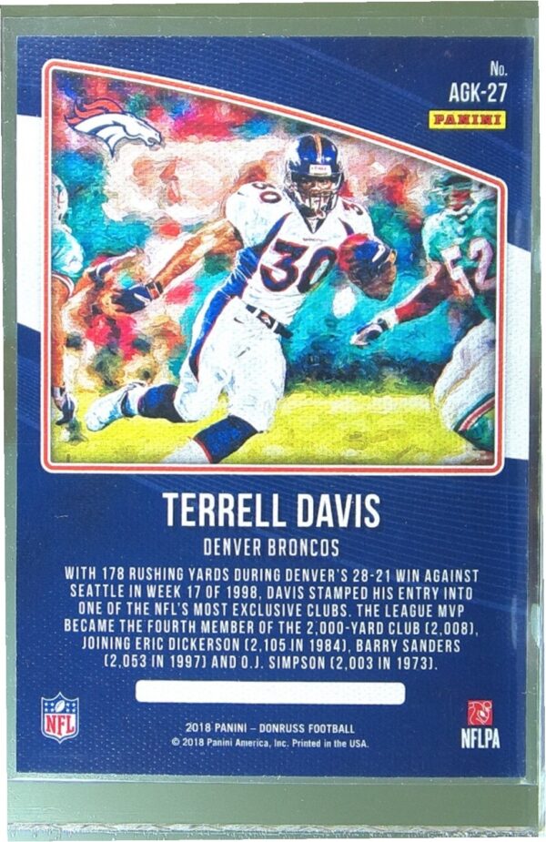 2018 Donruss Terrell Davis #AGK-27 Broncos All Time Gridiron Kings - Image 3
